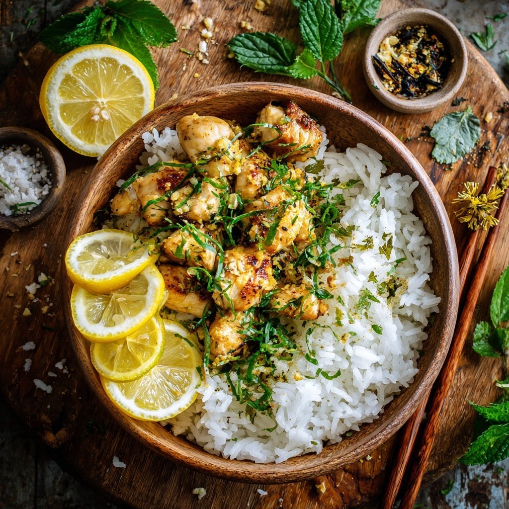 Healthy Lemon Chicken Rice Bowl