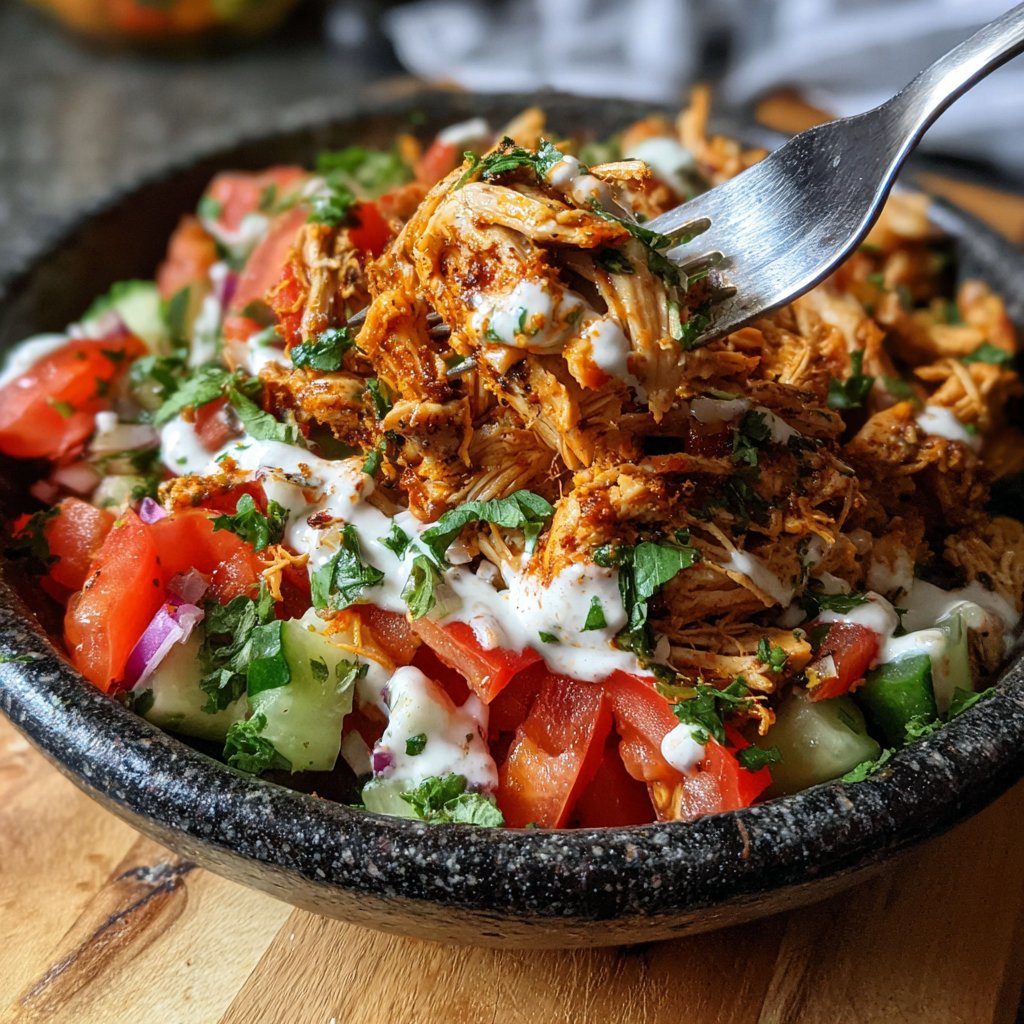 Spicy Crockpot Chicken Shawarma Bowls
