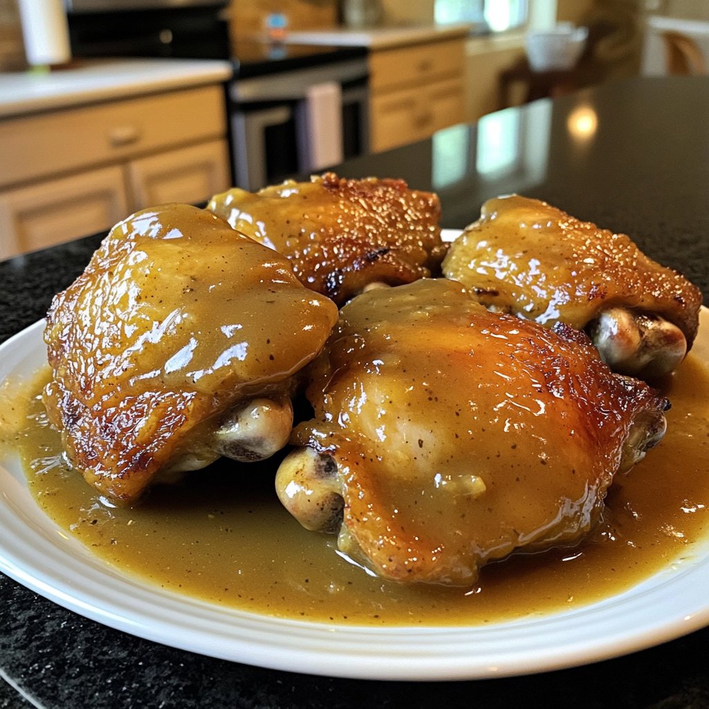 Simple Slow Cooker Chicken Thighs with Gravy