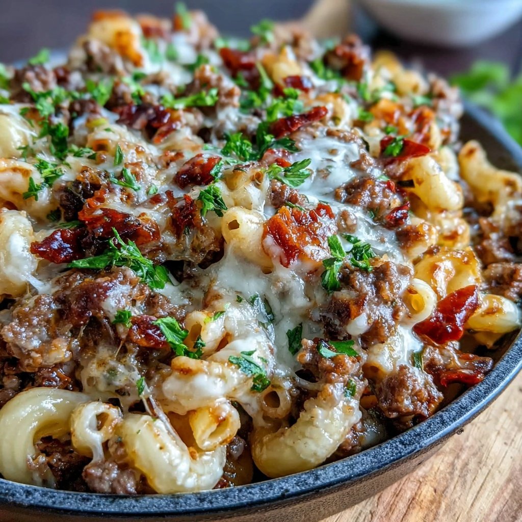 Hamburger Meat And Macaroni Skillet