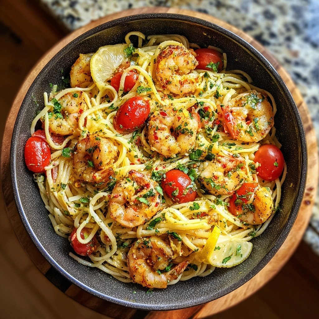 Mediterranean Lemon Shrimp Pasta