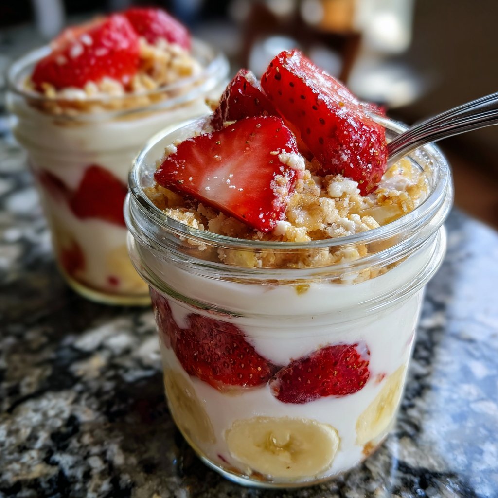 Strawberry Banana Yogurt Breakfast Pots