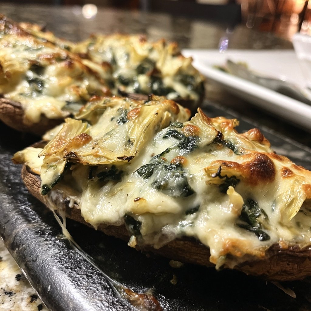 Spinach Artichoke Stuffed Portobellos