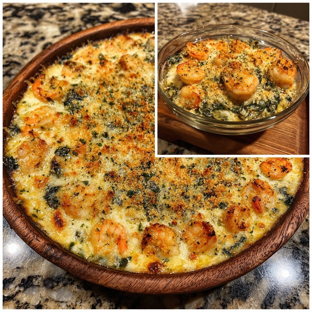 Shrimp Spinach Alfredo Bake